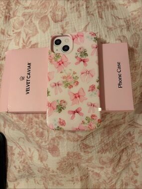Velvet Caviar Pink Floral Bow Phone Case for iPhone 14 NIB